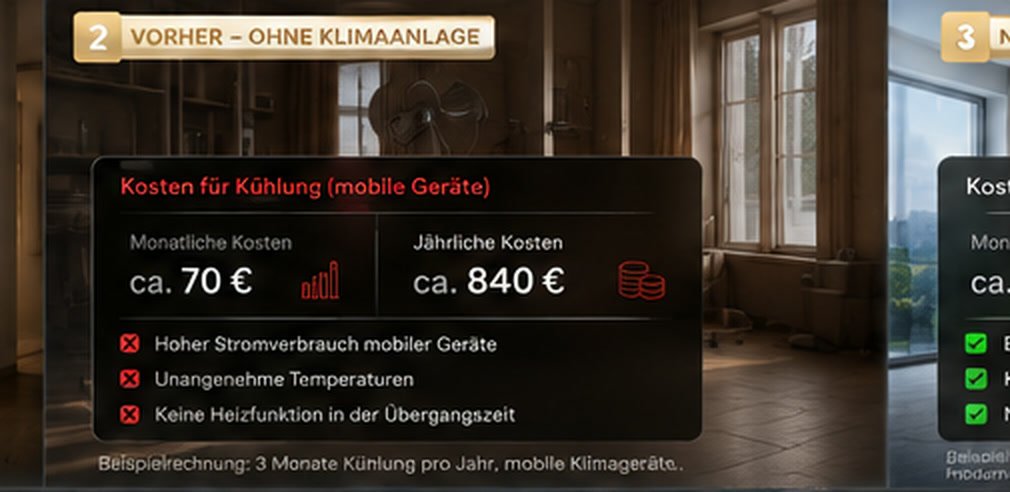Stickiger Raum mit mobilem Klimagerät