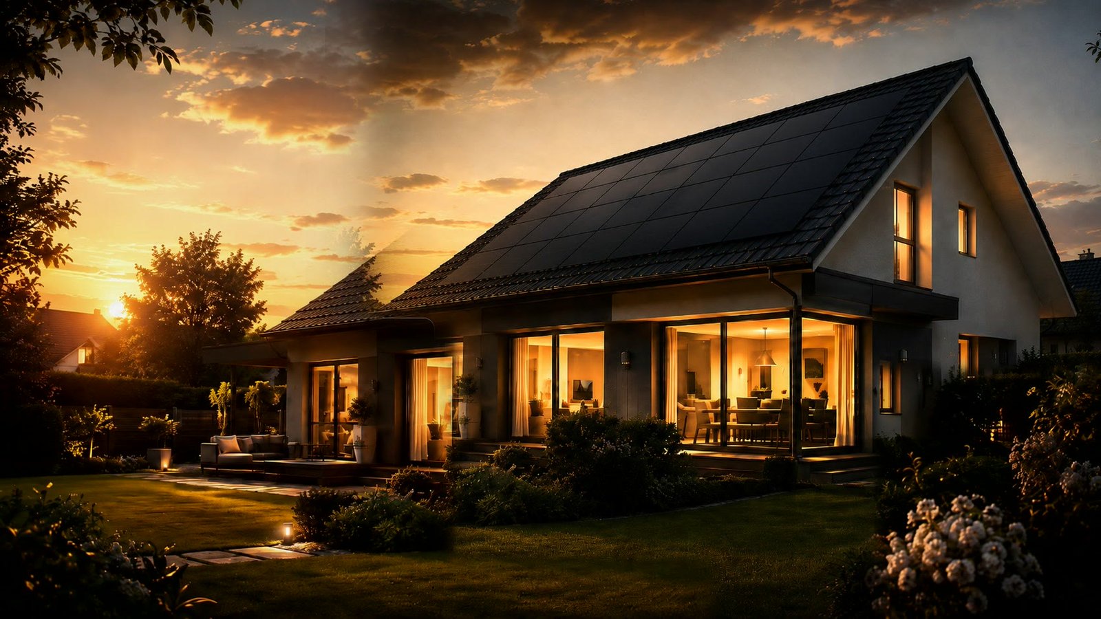 Gleiches Haus mit Photovoltaik und Speicher — minimale Energiekosten