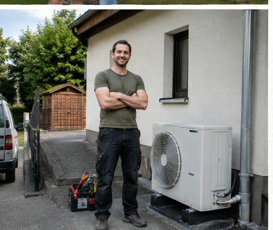 Monteur bei der fachgerechten Wärmepumpen-Installation